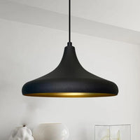 Bamyum Lampada Pendente Nero/Oro Diametro 26 cm Metallo E27 Moderna Lampada a Pendente